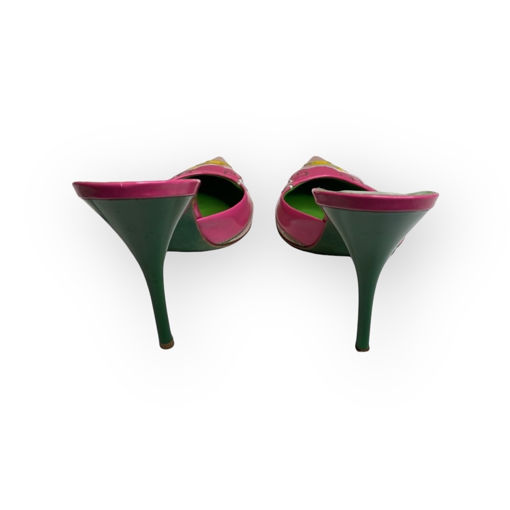 Vintage: Miss Sixty ↯ Lightning Pointy Toe Stiletto Heels Mules ↯ Pink Appliqué - Picture 5 of 17